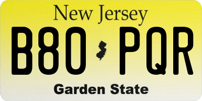 NJ license plate B80PQR