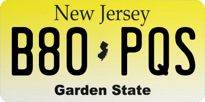 NJ license plate B80PQS