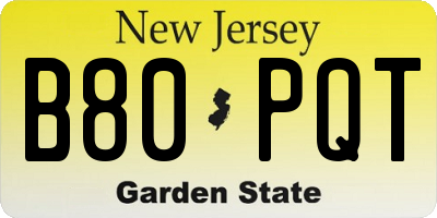 NJ license plate B80PQT