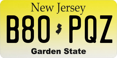NJ license plate B80PQZ
