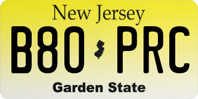 NJ license plate B80PRC
