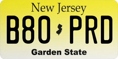 NJ license plate B80PRD