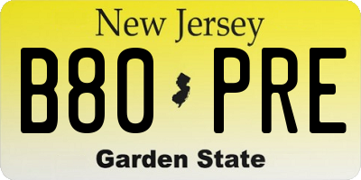 NJ license plate B80PRE