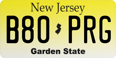 NJ license plate B80PRG
