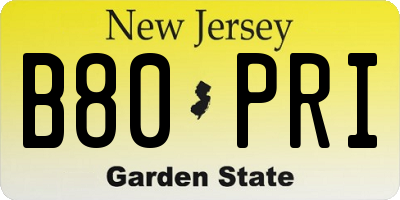 NJ license plate B80PRI