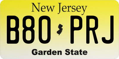 NJ license plate B80PRJ