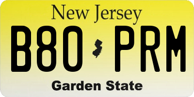 NJ license plate B80PRM