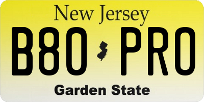 NJ license plate B80PRO