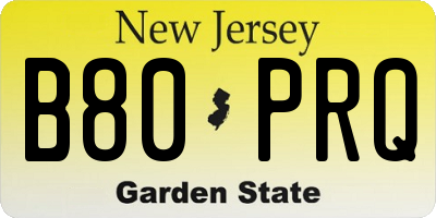 NJ license plate B80PRQ