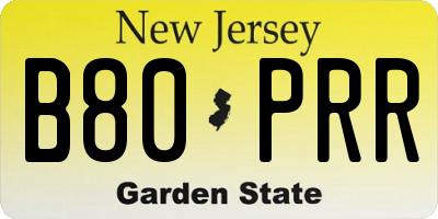 NJ license plate B80PRR