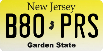 NJ license plate B80PRS