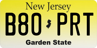 NJ license plate B80PRT