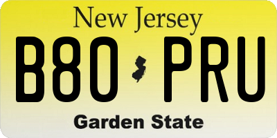 NJ license plate B80PRU