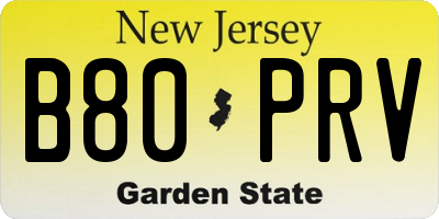NJ license plate B80PRV