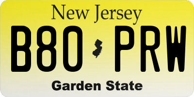 NJ license plate B80PRW