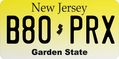 NJ license plate B80PRX