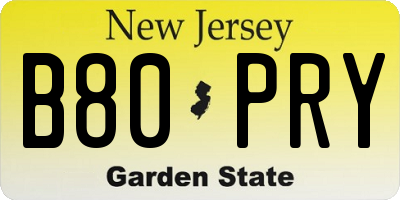 NJ license plate B80PRY