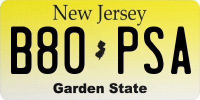 NJ license plate B80PSA