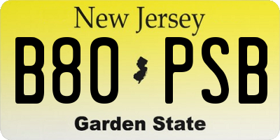 NJ license plate B80PSB