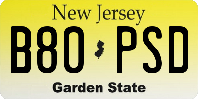 NJ license plate B80PSD