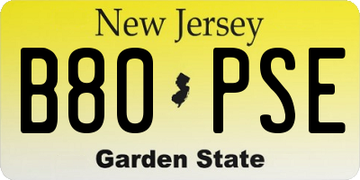 NJ license plate B80PSE