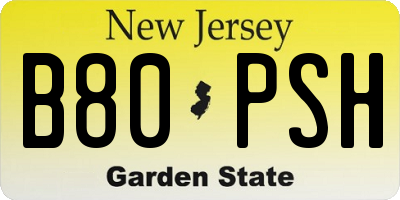 NJ license plate B80PSH