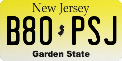 NJ license plate B80PSJ