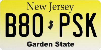 NJ license plate B80PSK