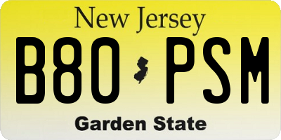 NJ license plate B80PSM