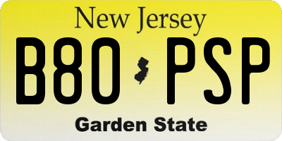NJ license plate B80PSP
