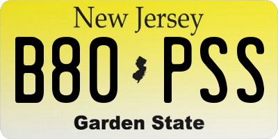 NJ license plate B80PSS