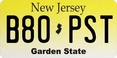 NJ license plate B80PST