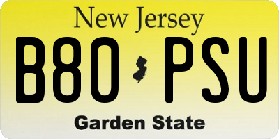NJ license plate B80PSU