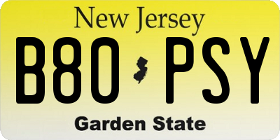 NJ license plate B80PSY