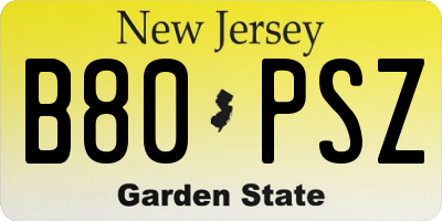 NJ license plate B80PSZ