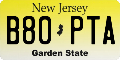 NJ license plate B80PTA