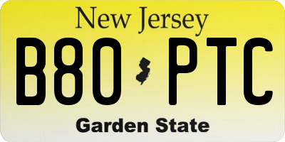 NJ license plate B80PTC