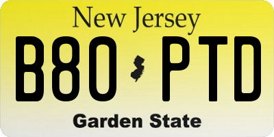 NJ license plate B80PTD