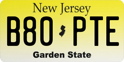 NJ license plate B80PTE
