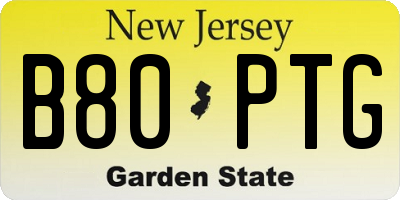 NJ license plate B80PTG