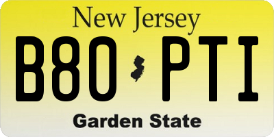 NJ license plate B80PTI