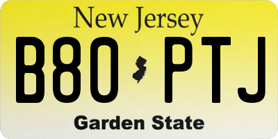 NJ license plate B80PTJ