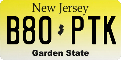 NJ license plate B80PTK