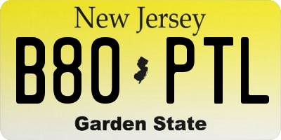 NJ license plate B80PTL