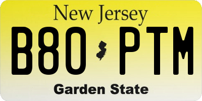 NJ license plate B80PTM