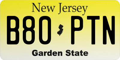 NJ license plate B80PTN