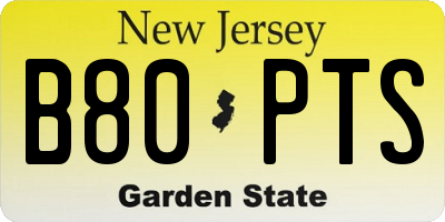 NJ license plate B80PTS