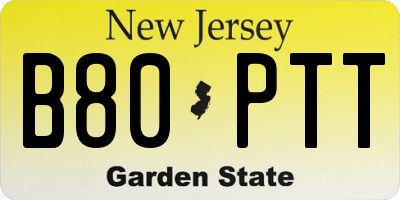 NJ license plate B80PTT