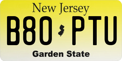 NJ license plate B80PTU