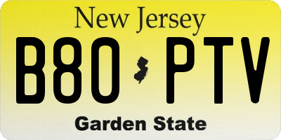 NJ license plate B80PTV